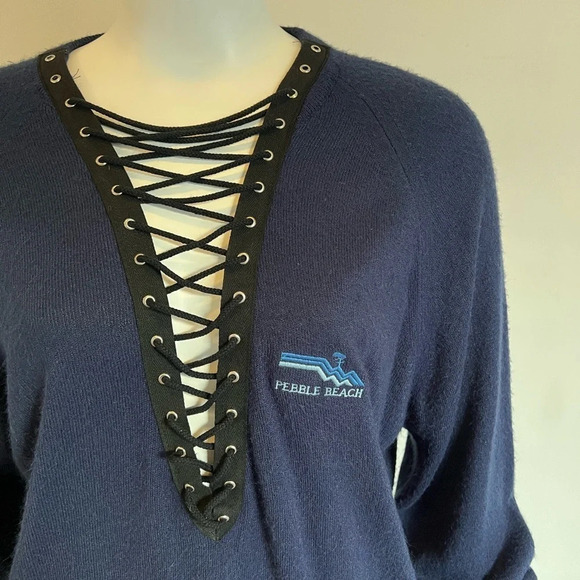 First Of A Kind Sweater One Size Real Reworked Vintage Dark Blue Long Sleeve - Picture 3 of 16